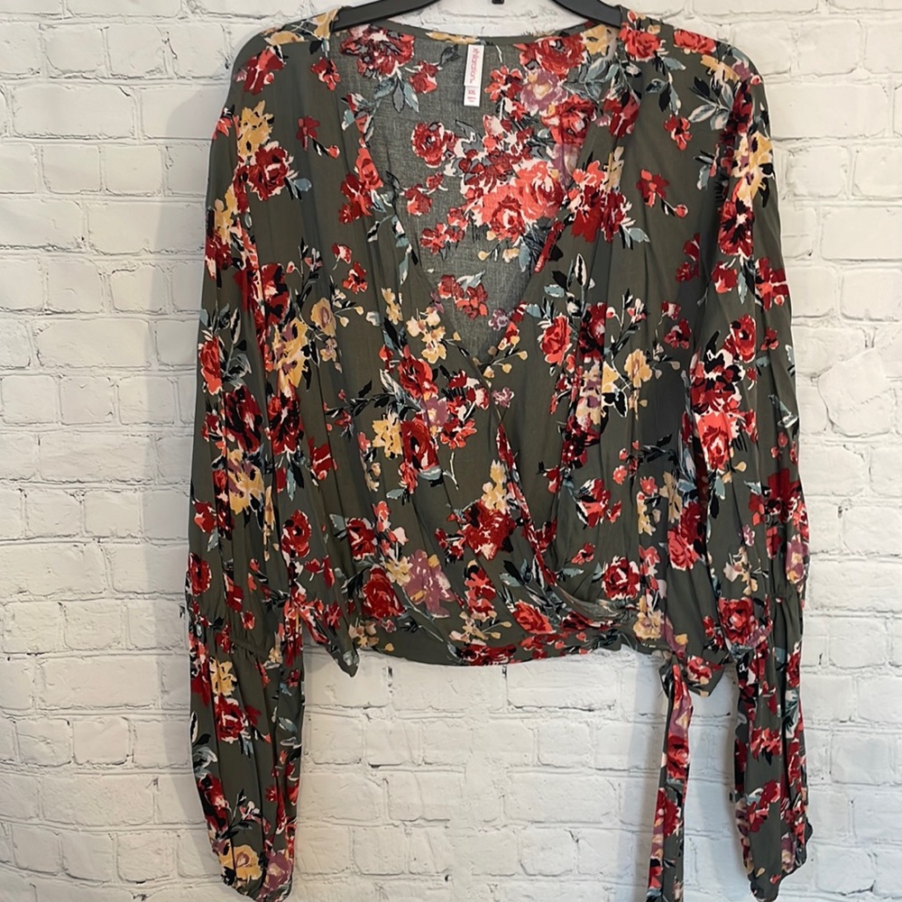 Xhilaration floral faux wrap top